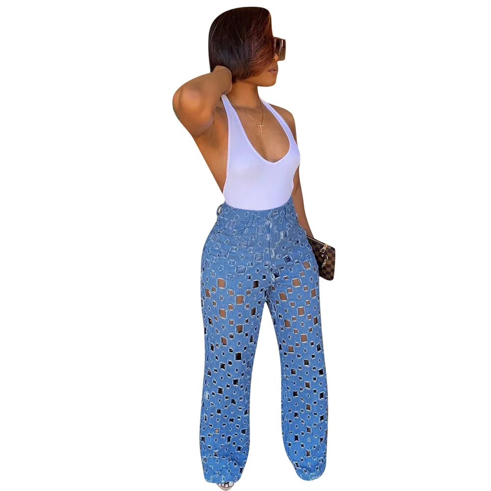2021 Summer Baggy Jeans Plus Size Baggy Jeans Pants Wide Leg Pants Women's Pants With Hollow Out Pantalones Ripped Jeans Women, Blue/light blue/dark blue
2021 Summer Baggy Jeans Plus Size Baggy Jeans Pants Wide Leg Pants Women's Pants With Hollow Out Pantalones Ripped Jeans Women, Blue/light blue/dark blue