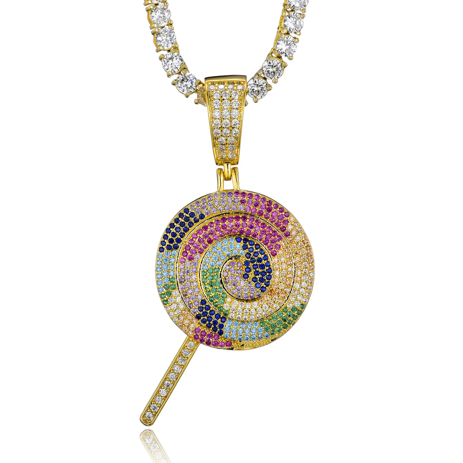 Iced Out Cute Rainbow Lollipop Pendant Necklace Necklaces & Pendants Men Hip Hop Jewelry Gifts, Silver/gold
Iced Out Cute Rainbow Lollipop Pendant Necklace Necklaces & Pendants Men Hip Hop Jewelry Gifts, Silver/gold