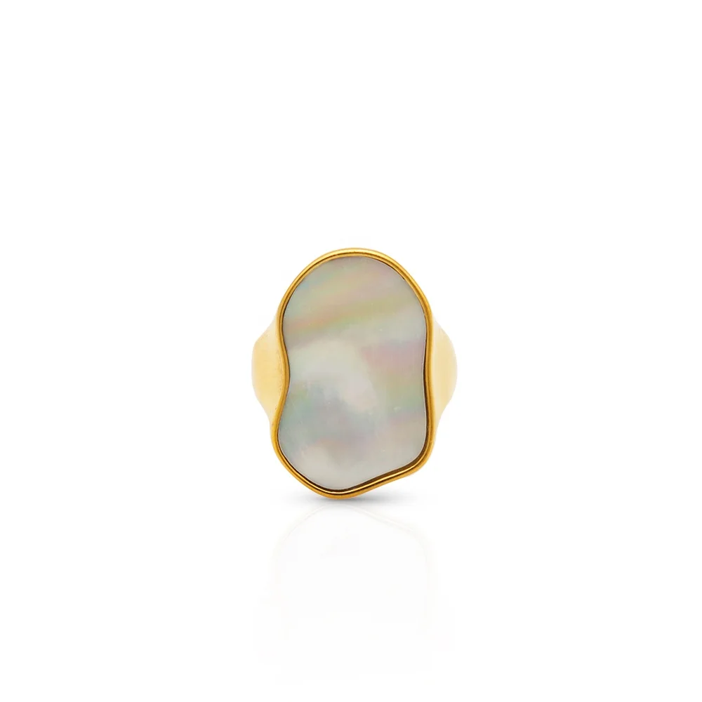 Chris April fashion jewelry luxury PVD gold plated 316L stainless steel irregular shape shell ring jewelry
Chris April fashion jewelry luxury PVD gold plated 316L stainless steel irregular shape shell ring jewelry