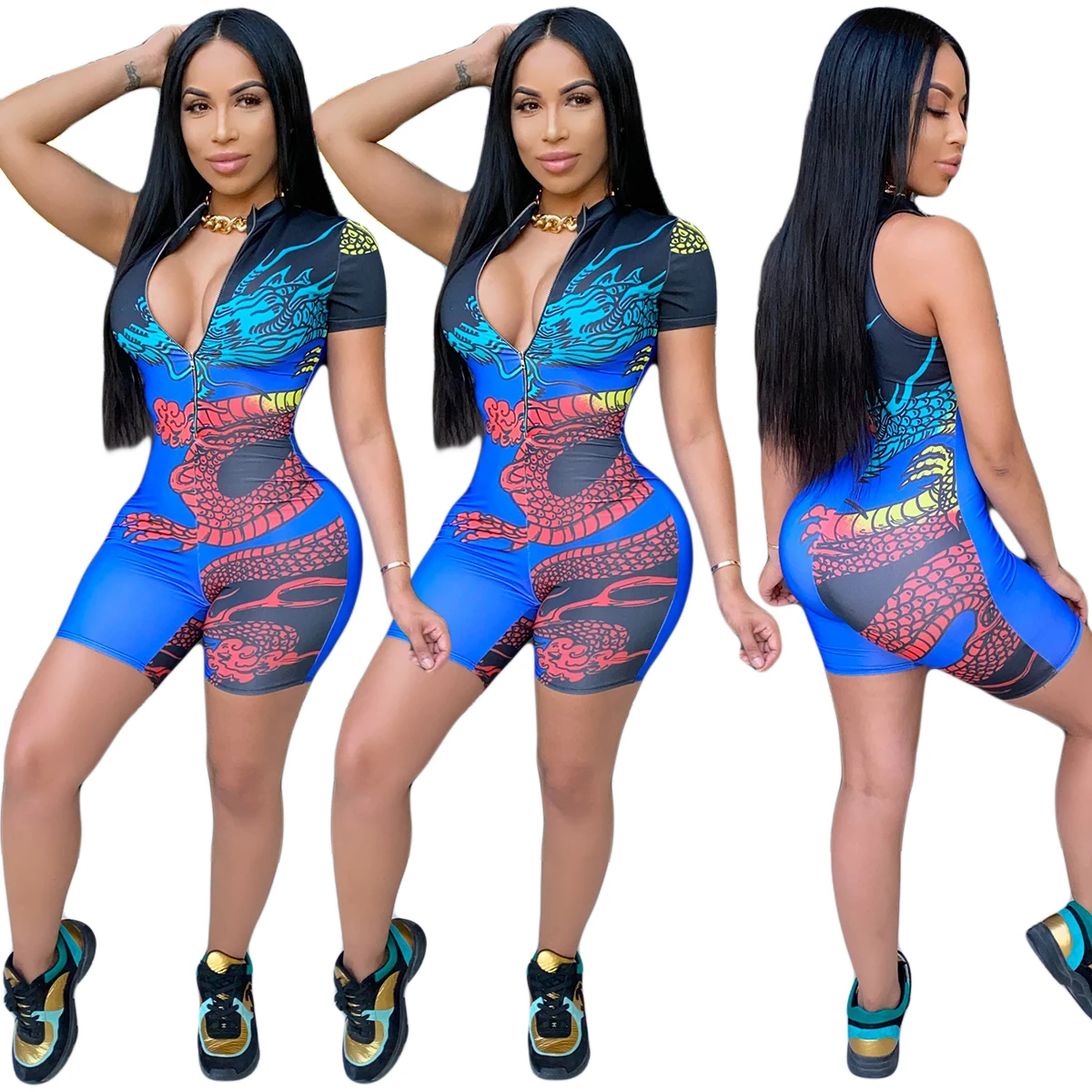 Women's Jumpsuit Sexy Trendy Temperament Short-sleeved Large Size Dragon-shaped Batch Printing MSC5259, Blue
Women's Jumpsuit Sexy Trendy Temperament Short-sleeved Large Size Dragon-shaped Batch Printing MSC5259, Blue
