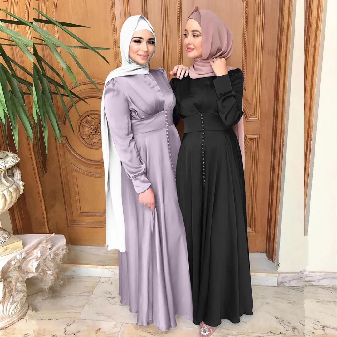 

Ramadan Eid Abaya Dubai Turkey Muslim Dress Islam Clothing Dresses Abayas For Women Vestidos Robe, 5colors