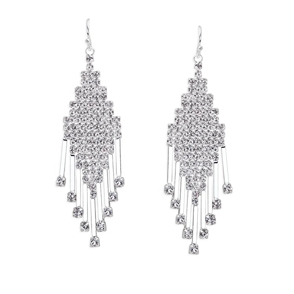wholesale Custom Designer Tassel Rhinestone Charm Bridal Wedding Jewelry Drop Earrings Women, Silver as pictures show 
wholesale Custom Designer Tassel Rhinestone Charm Bridal Wedding Jewelry Drop Earrings Women, Silver as pictures show