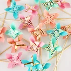 2020 New Product Colorful Windmill Cupcake Wrappers Cake Toppers Set for Birthday Party Decoration Lovely Cake wholesale