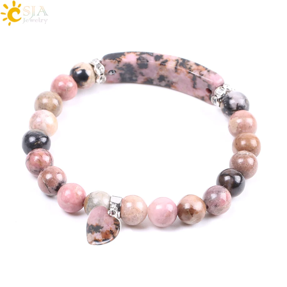 CSJA wholesale natural crystal line rhodonite bead bracelets reiki jewelry for women F104
CSJA wholesale natural crystal line rhodonite bead bracelets reiki jewelry for women F104