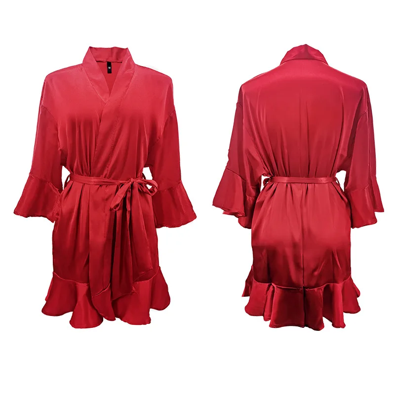 Elegant sleepwear silk like satin women's robe gown night dress set for sleep, Customized color
Elegant sleepwear silk like satin women's robe gown night dress set for sleep, Customized color