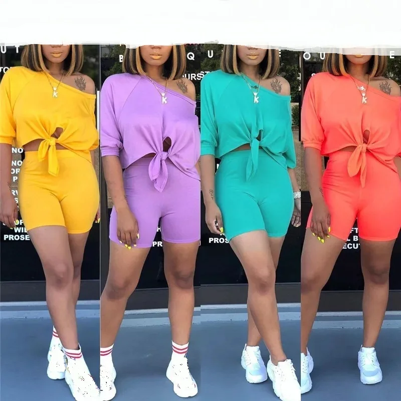 Two Piece Set Women T Shirts+High Waisted Shorts Summer Shirt Crop Top Short Sleeves Tees Tracksuit Femme Clothes
Two Piece Set Women T Shirts+High Waisted Shorts Summer Shirt Crop Top Short Sleeves Tees Tracksuit Femme Clothes