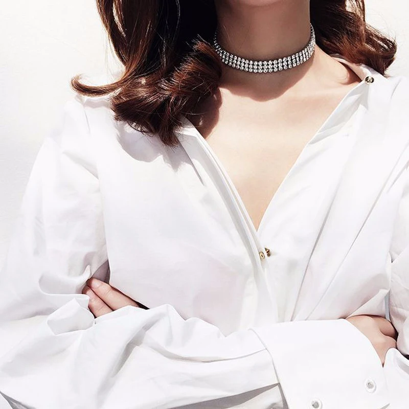 NEW Crystal Rhinestone Choker Necklace Women Wedding Accessories Silver Color Chain Punk Gothic Chokers Jewelry Collier Femme
NEW Crystal Rhinestone Choker Necklace Women Wedding Accessories Silver Color Chain Punk Gothic Chokers Jewelry Collier Femme