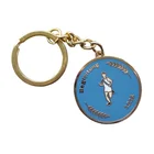 Customized logo round gold plating hard enamel metal keychain