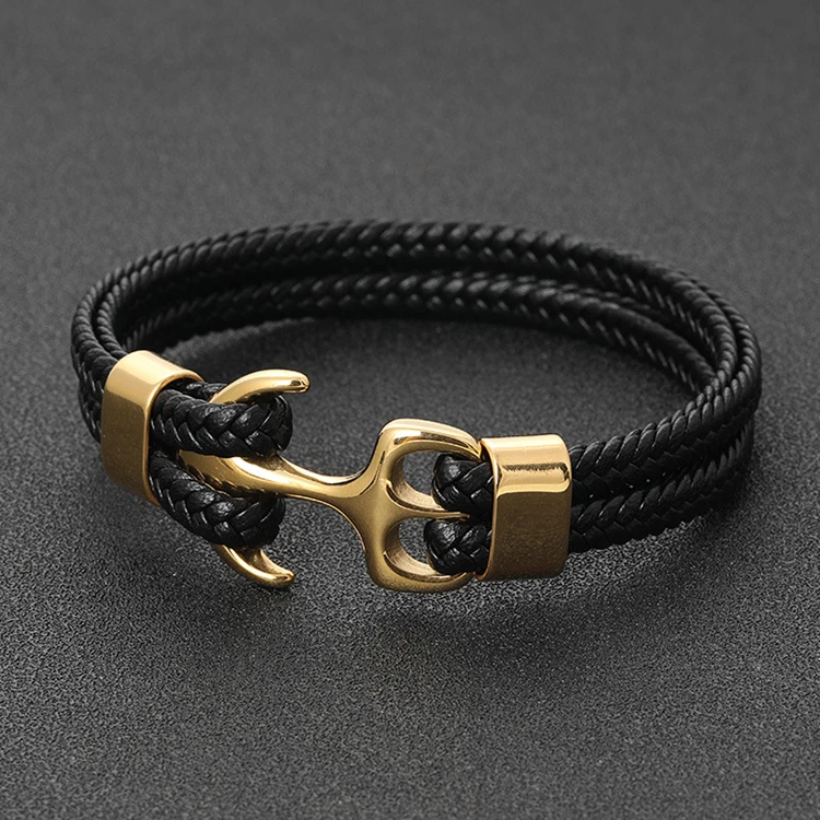 Adjustable Custom Stainless Steel Anchor Handmade Nylon Rope Braided Black Double PU Genuine Leather Men, Picture
Adjustable Custom Stainless Steel Anchor Handmade Nylon Rope Braided Black Double PU Genuine Leather Men, Picture
