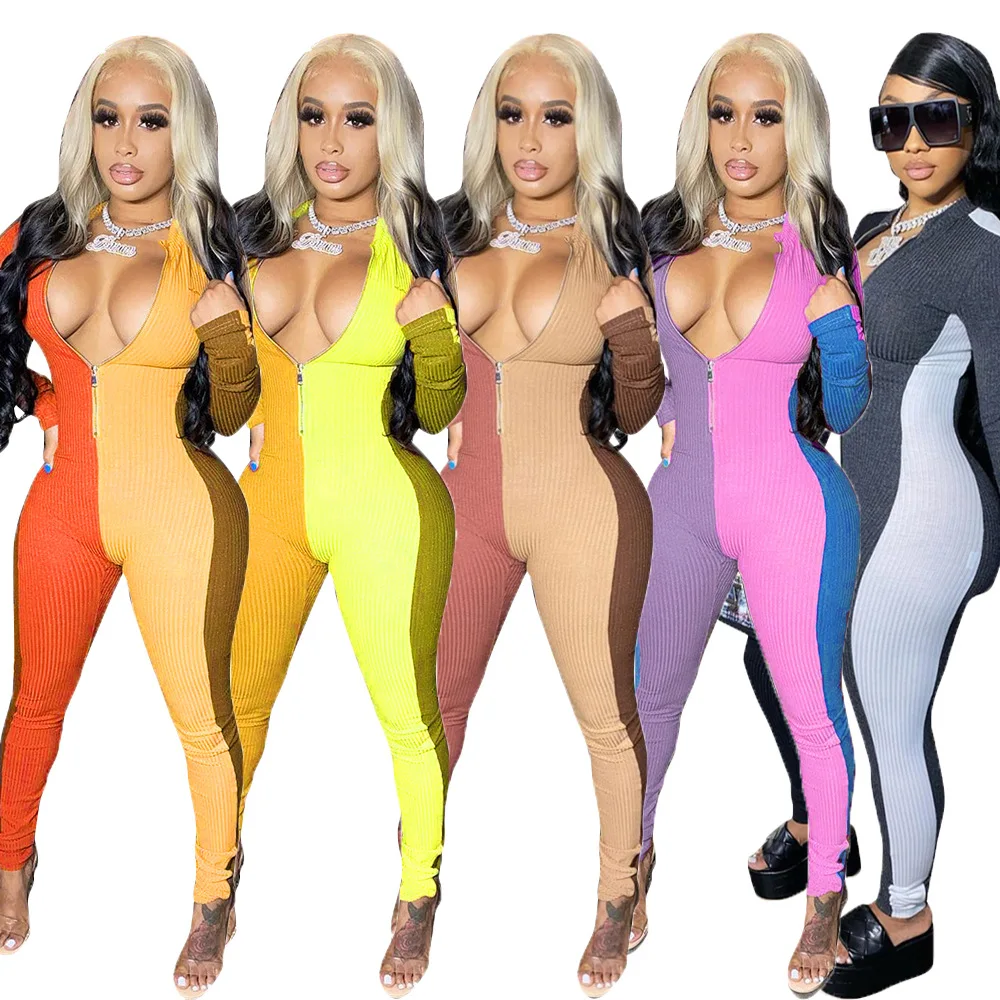 One Piece jumpsuit Patchwork Color Bodycon Zipper fitness Tracksuit Women's Jumpsuit winter jumpsuits women 2020 New Arrive
One Piece jumpsuit Patchwork Color Bodycon Zipper fitness Tracksuit Women's Jumpsuit winter jumpsuits women 2020 New Arrive