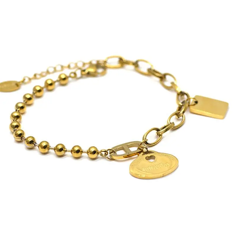 Vintage 18k Gold plated Bead Coin Pendant Bracelet Antique Link Chain Stainless Steel Bracelet Accessories
Vintage 18k Gold plated Bead Coin Pendant Bracelet Antique Link Chain Stainless Steel Bracelet Accessories