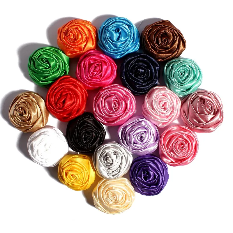 5 ซม.26 สีโรงงานขายซาติน Rose ดอกไม้ประดิษฐ์สำหรับตกแต่งรถแต่งงาน DIY วัสดุผ้าดอกไม้ CH029