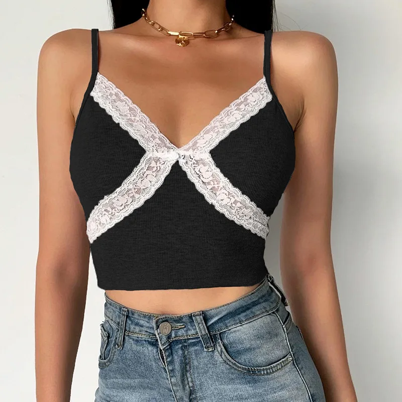 Sweet Ribbed Girls Sexy Lace Patchwork Wholesale 2020 Women Basic Tank Tops, Customized color
Sweet Ribbed Girls Sexy Lace Patchwork Wholesale 2020 Women Basic Tank Tops, Customized color