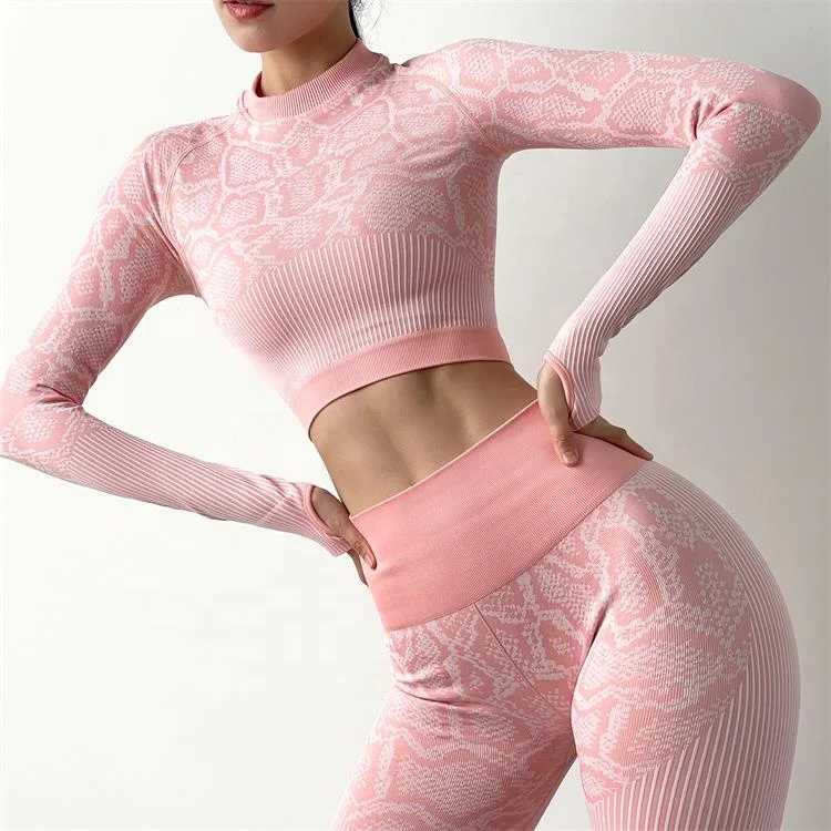 YXNewest Customized logo Soft tight long sleeves short crop tops Seamless Sports Exercise Training snakeskin yoga two piece set
YXNewest Customized logo Soft tight long sleeves short crop tops Seamless Sports Exercise Training snakeskin yoga two piece set