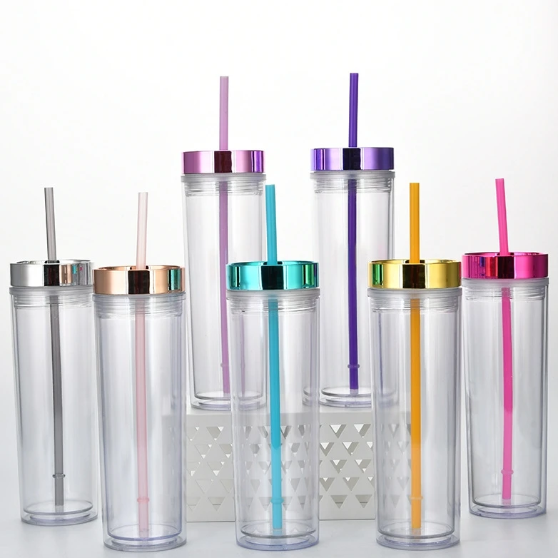 2022 Reusable Plastic water bottle Skinny Double layer clear tumblers cup in mugs With Straw and Electroplating colorful cover
2022 Reusable Plastic water bottle Skinny Double layer clear tumblers cup in mugs With Straw and Electroplating colorful cover