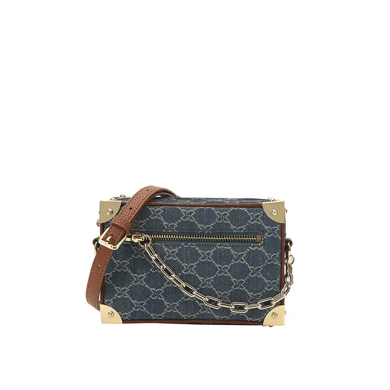 Female retro old flower chain canvas mobile phone bag messenger soft bag designer small square bag, Black
Female retro old flower chain canvas mobile phone bag messenger soft bag designer small square bag, Black