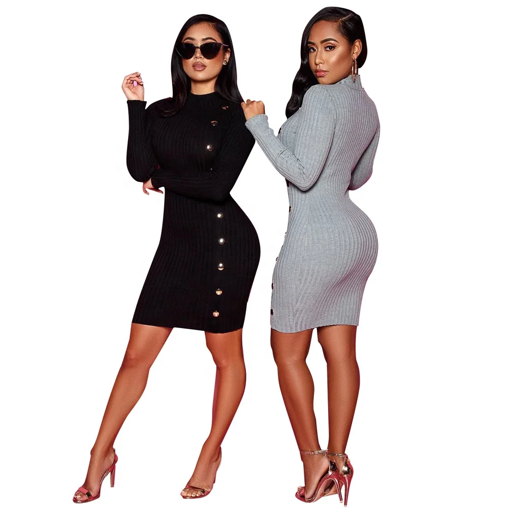 B51179A Women casual wear pure color sexy single breasted fashion bodycon dress, Gray/black
B51179A Women casual wear pure color sexy single breasted fashion bodycon dress, Gray/black