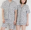 Wholesale custom men women short print sleepwear cotton pajama sets comfortable lounge wear couple pajamas