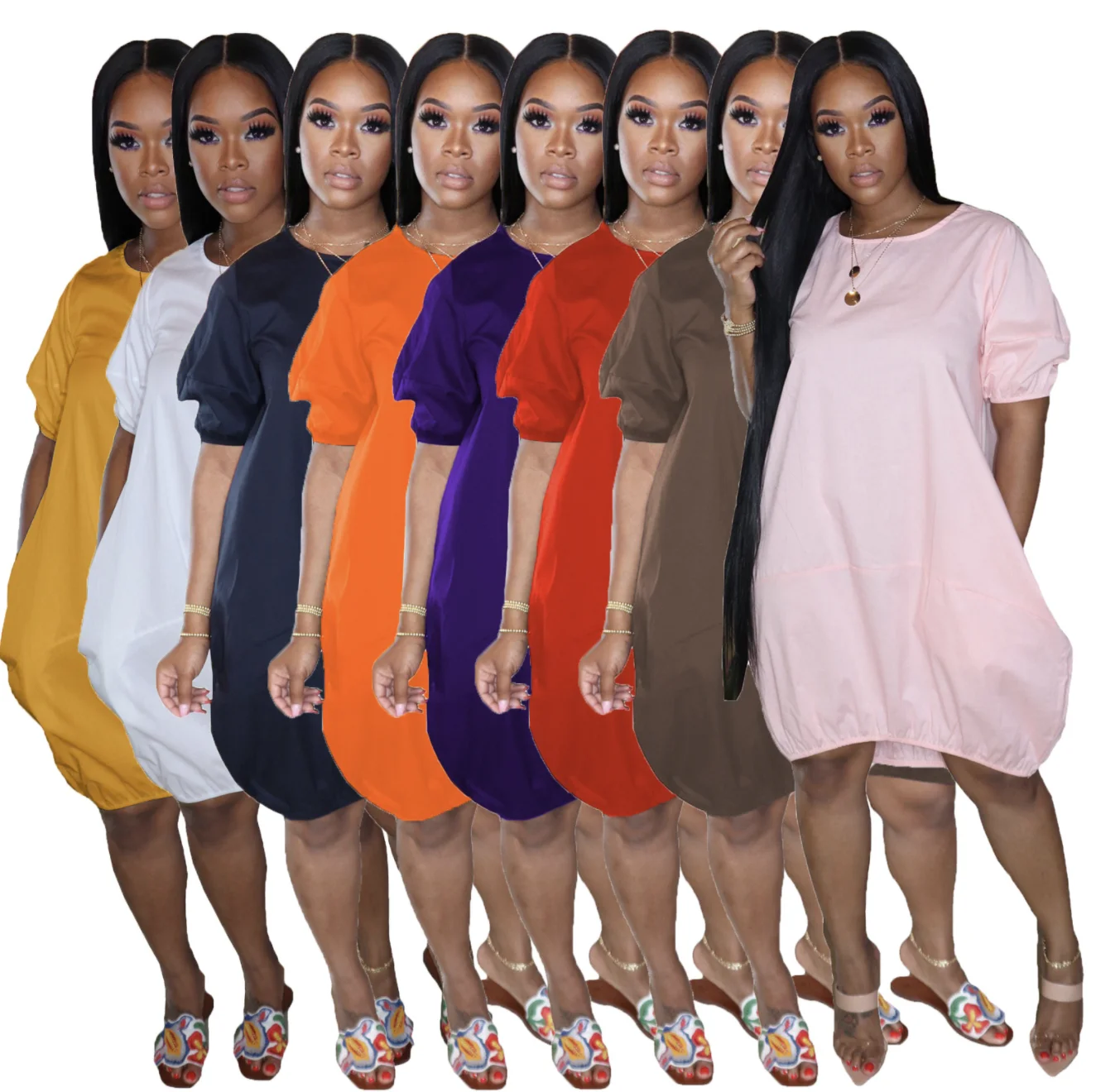 European and American women dress bubble skirt plus size 2XL T-shirt lantern skirt short sleeves summer women solid casual dress
European and American women dress bubble skirt plus size 2XL T-shirt lantern skirt short sleeves summer women solid casual dress