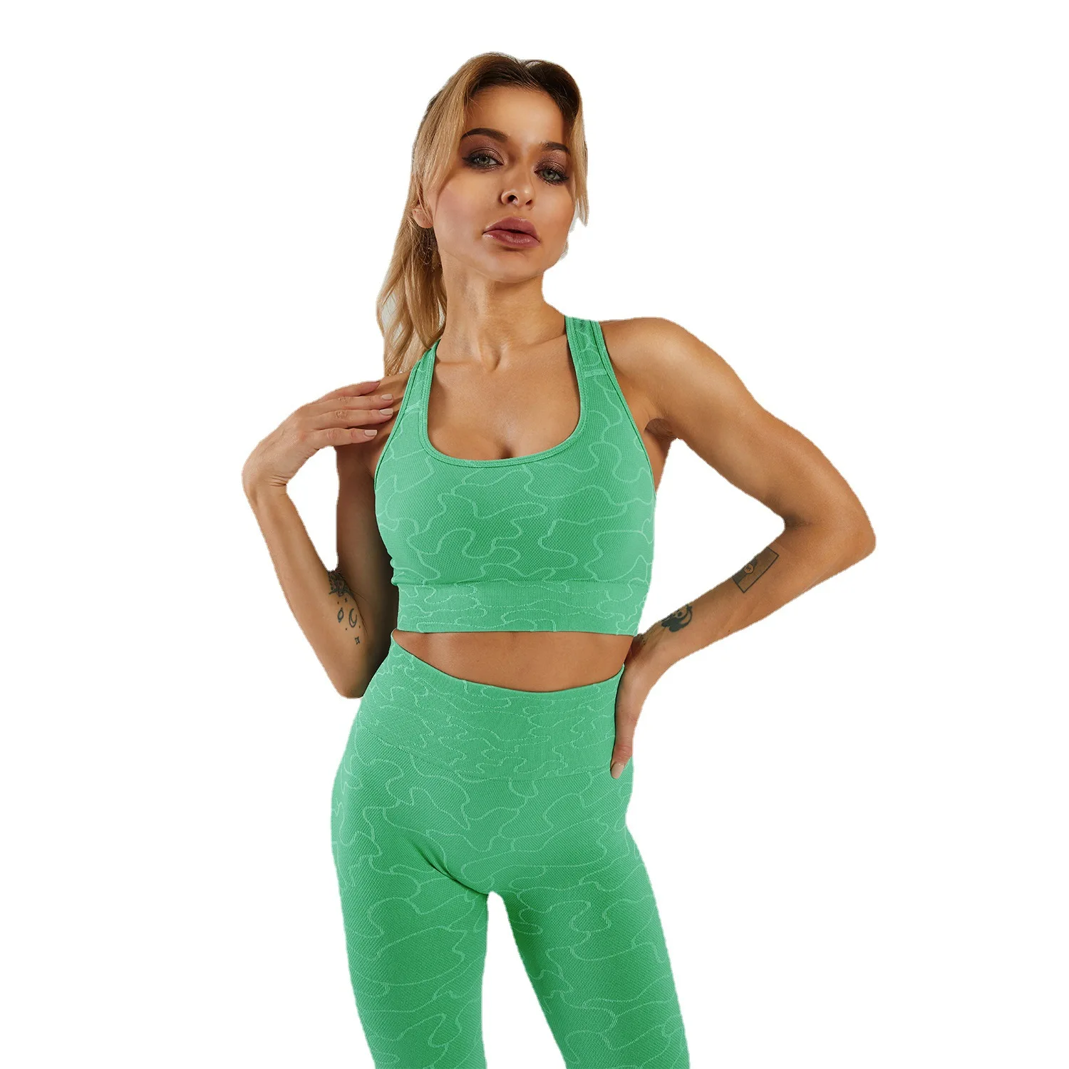 Seamless Suit For Yoga Fitness Cross Back Bra Leggings Gym Clothing Sports Tights Line Pattern Two Piece Set Woman Tracksuit, Customized colors
Seamless Suit For Yoga Fitness Cross Back Bra Leggings Gym Clothing Sports Tights Line Pattern Two Piece Set Woman Tracksuit, Customized colors