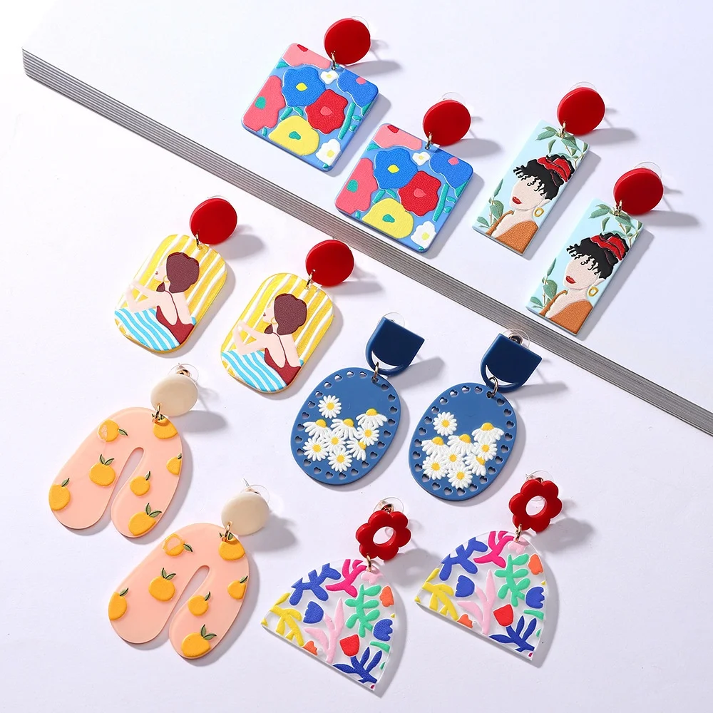Shenglan Summer Ladies Korean Earrings Set Figure Acrylic Bling Turquoise Pendant Dangle Earrings For Girls, Picture 
Shenglan Summer Ladies Korean Earrings Set Figure Acrylic Bling Turquoise Pendant Dangle Earrings For Girls, Picture