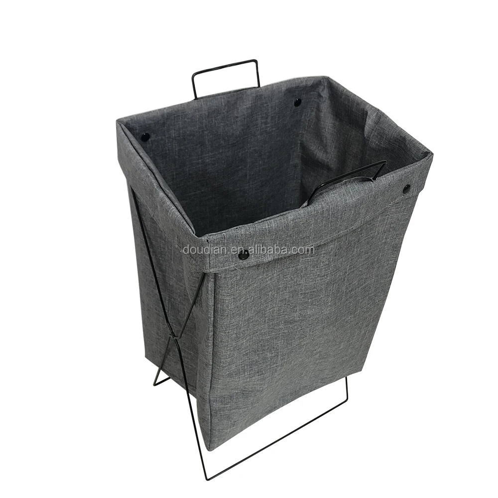 design metal frame&canvas portable clothes laundry basket