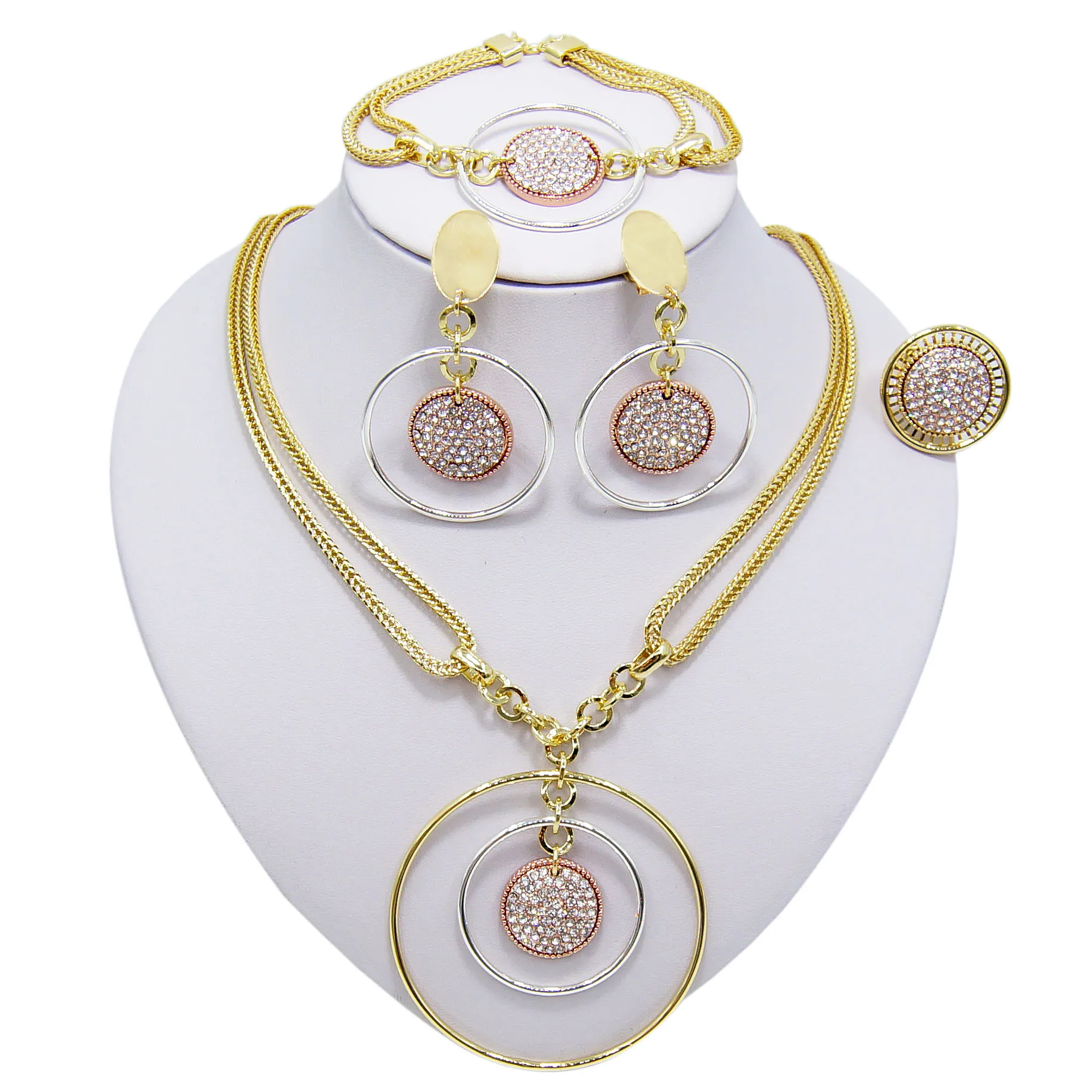 2021 Vintage Artificial Ring Shape Necklace Jewelery Set Non-Fade 18k Gold Plated Women Jewelry Sets For Women Daily And Wedding
2021 Vintage Artificial Ring Shape Necklace Jewelery Set Non-Fade 18k Gold Plated Women Jewelry Sets For Women Daily And Wedding