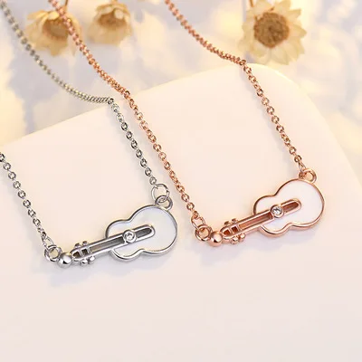 Hot selling creative cute violin silver choker zircon chain women jewelry pendant necklace, Gold/silver/rose gold
Hot selling creative cute violin silver choker zircon chain women jewelry pendant necklace, Gold/silver/rose gold