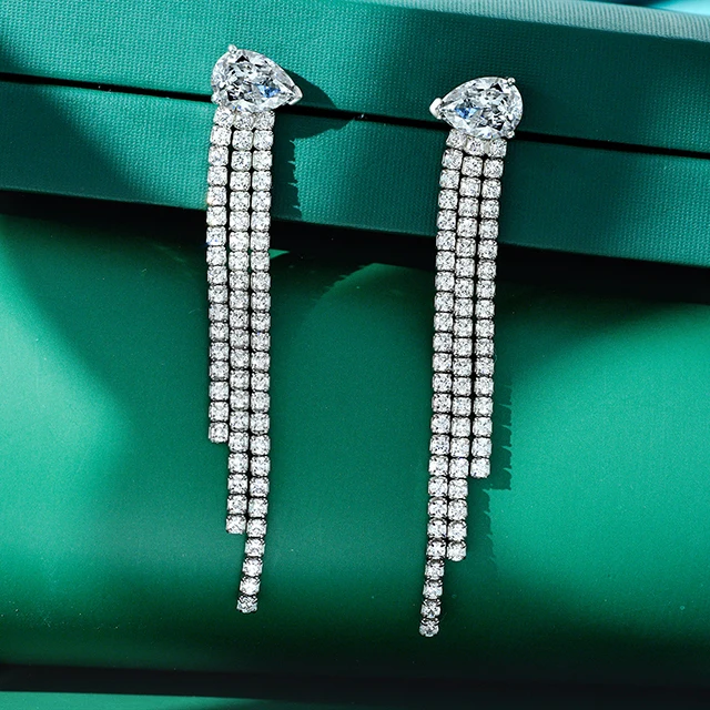 Tennis Chain Tassel Dangle Earring Cubic Zirconia Crystal Statement Dangle Earrings
Tennis Chain Tassel Dangle Earring Cubic Zirconia Crystal Statement Dangle Earrings