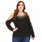Summer Ladies Tops with Straps Sexy Lace Collar Off Shoulder Long Sleeve Shirt Plus Size Womens Blouses Tops