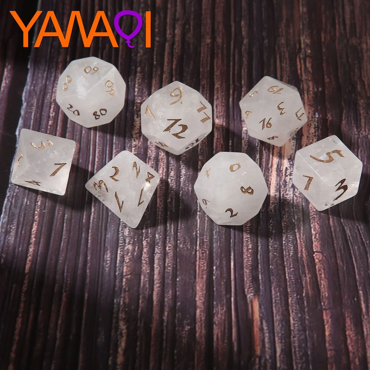 Handmade Custom font white crystal Polyhedral RPG Game blade digital engraved stone Dice set Z06
Handmade Custom font white crystal Polyhedral RPG Game blade digital engraved stone Dice set Z06