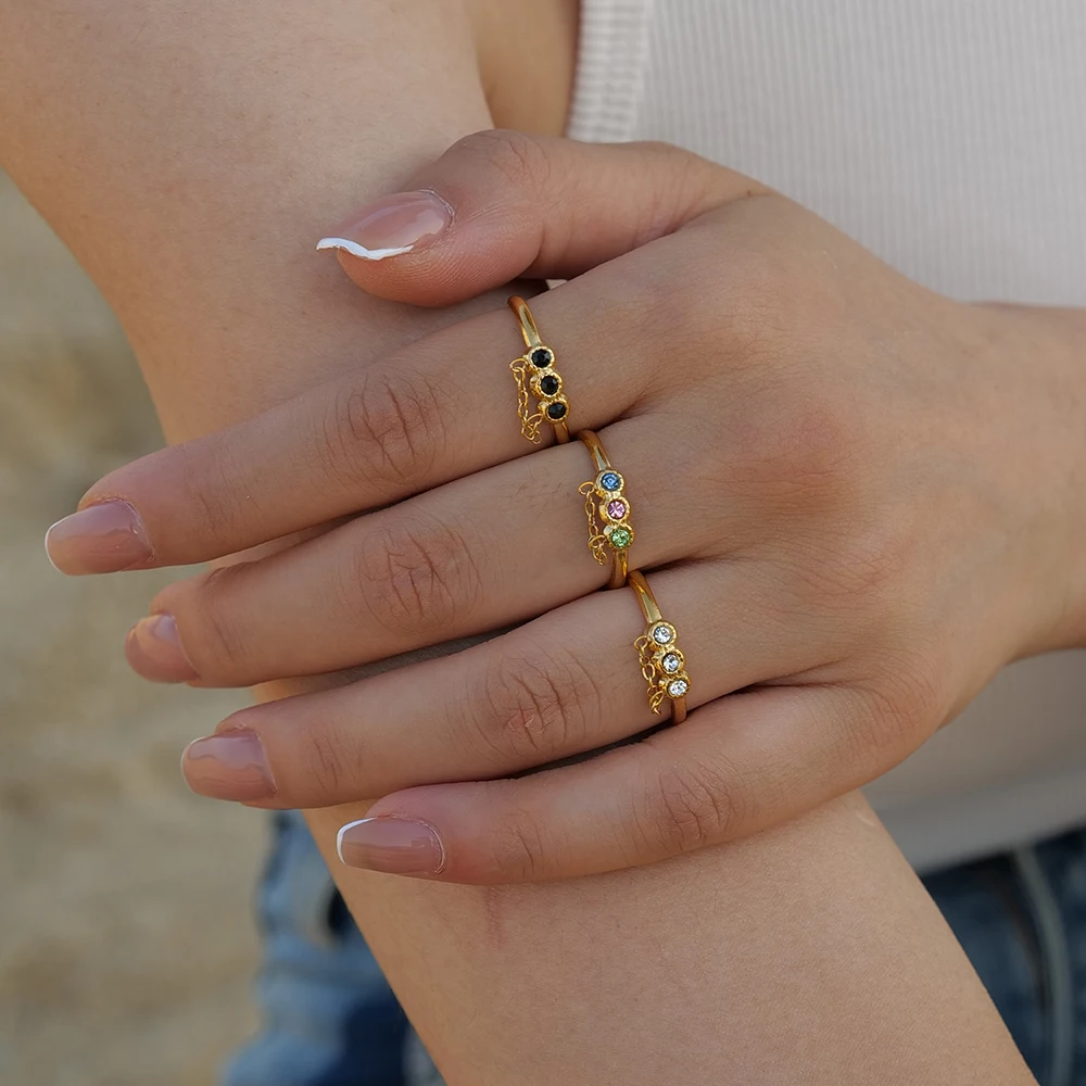 Waterproof 18K Gold-plated Stainless Steel Fashion Jewelry Zirconia Inlaid Tassels Ring For Women
Waterproof 18K Gold-plated Stainless Steel Fashion Jewelry Zirconia Inlaid Tassels Ring For Women