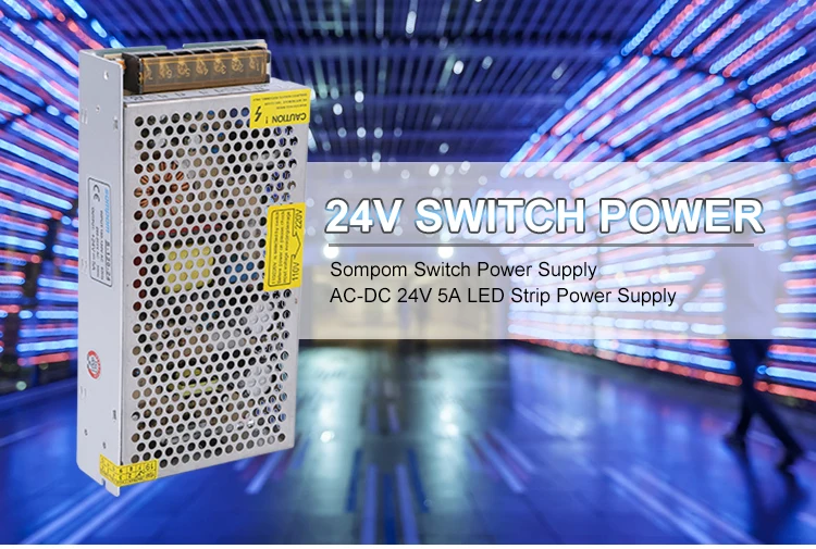 SOMPOM Single output 24v 5a smps power supply 120w adjustable power supply