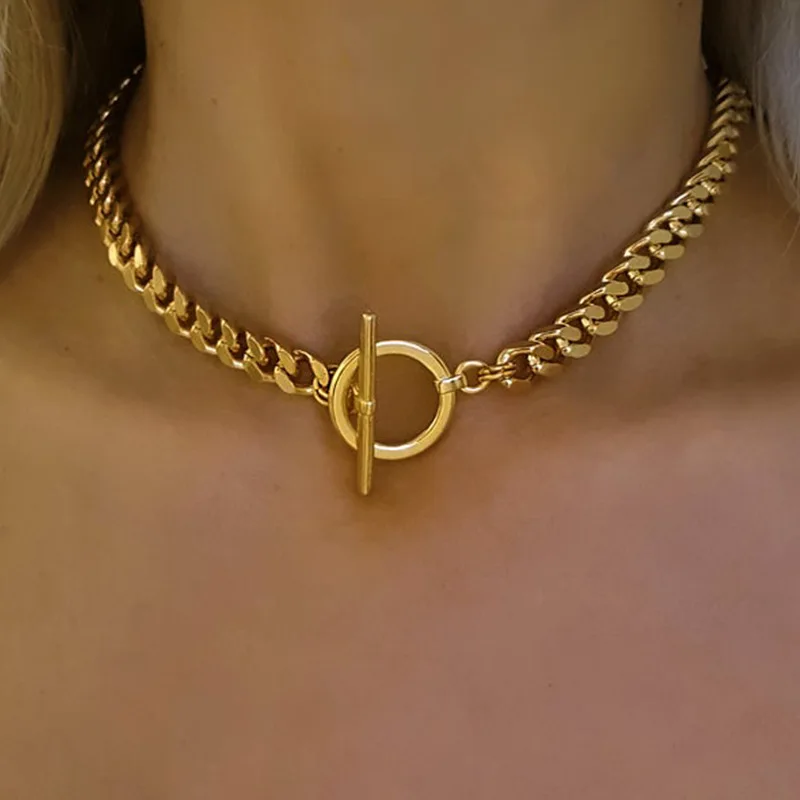 Ins European Jewelry Punk Heavy Stainless Steel Gold Thick Oval Link Chain Women Choker Necklace Chunky Chain Lock Necklace
Ins European Jewelry Punk Heavy Stainless Steel Gold Thick Oval Link Chain Women Choker Necklace Chunky Chain Lock Necklace