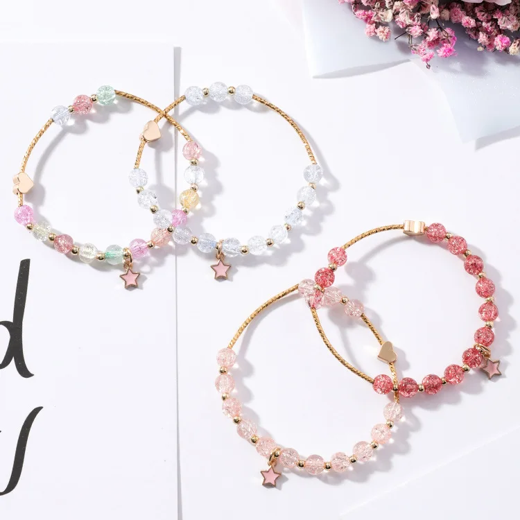 Sweet Simple Crystal Beaded Bracelet Cute Heart Star Pendant Charm Bracelet Bangle for Women Jewelry (SK933), As picture
Sweet Simple Crystal Beaded Bracelet Cute Heart Star Pendant Charm Bracelet Bangle for Women Jewelry (SK933), As picture