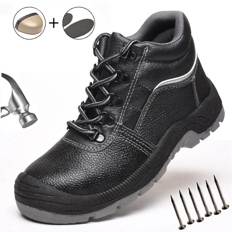 Steel Toe Men Leather Work Shoes Anti-smashing Anti-slip Steel Puncture Proof Construction Classical Women Safety Boots Unisex, Black
Steel Toe Men Leather Work Shoes Anti-smashing Anti-slip Steel Puncture Proof Construction Classical Women Safety Boots Unisex, Black