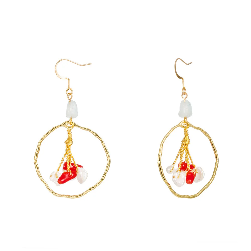 2021 New Trendy Women Fashion Jewelry Round Natural Stone Gravel Pearl Red Coral Dangle Drop Womens Earrings
2021 New Trendy Women Fashion Jewelry Round Natural Stone Gravel Pearl Red Coral Dangle Drop Womens Earrings