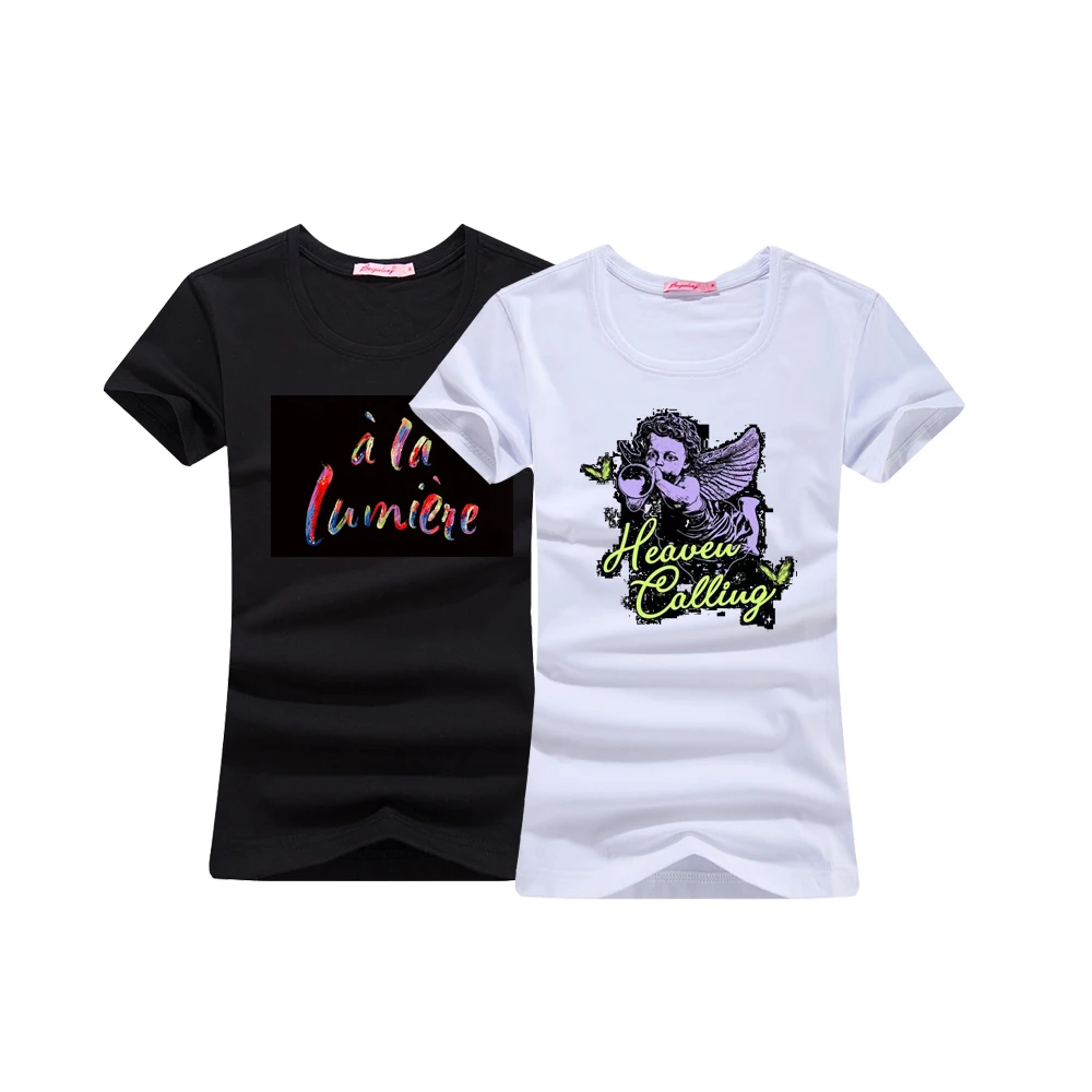 Guangzhou clothing factory tshirts for women 100 cotton good omens print own logo custom design women's t shirts, Multi colors
Guangzhou clothing factory tshirts for women 100 cotton good omens print own logo custom design women's t shirts, Multi colors