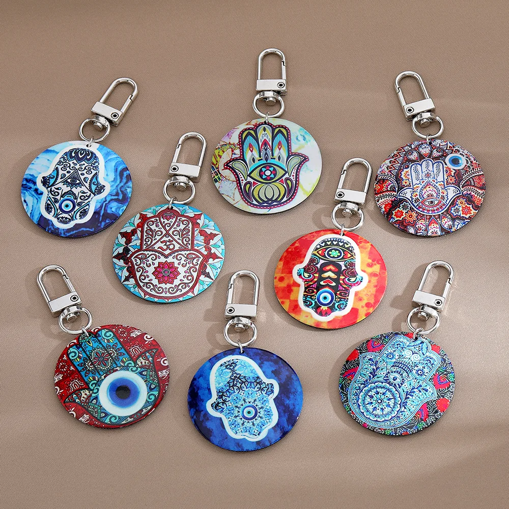 Hot Sale Large Colored Hand Pattern Round Pendant Key Ring Bohemian Acrylic Keychain Wholesale
Hot Sale Large Colored Hand Pattern Round Pendant Key Ring Bohemian Acrylic Keychain Wholesale