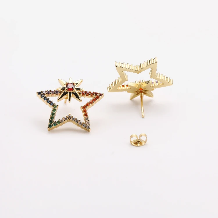 New Handmade Micro Insert Zirconia Gold Brass Five-pointed star Stud Earrings Jewelry for Girls
New Handmade Micro Insert Zirconia Gold Brass Five-pointed star Stud Earrings Jewelry for Girls