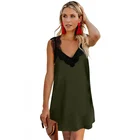 Wholesale Women Sexy Summer Dresses Black V Neck Lace Shoulder Sleeveless Mini Dress
