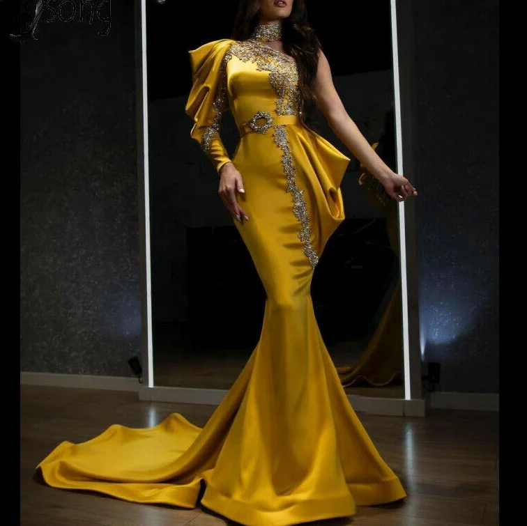 2022 New Fashion Puff Sleeves Elegant Sprinkle Gold High Neck Banquet Tailing Women Yellow Anniversary Prom Luxury Branded Dress
2022 New Fashion Puff Sleeves Elegant Sprinkle Gold High Neck Banquet Tailing Women Yellow Anniversary Prom Luxury Branded Dress