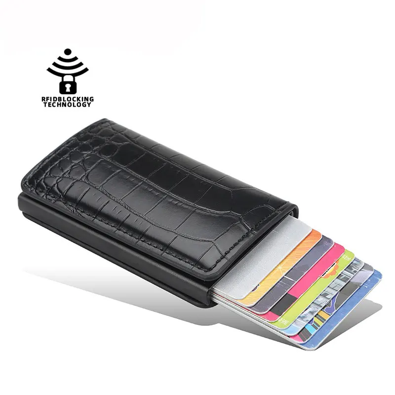 2021 New Crocodile Pattern Leather Aluminum Wallet RFID Blocking PU Leather Card Holder For Men, Customized
2021 New Crocodile Pattern Leather Aluminum Wallet RFID Blocking PU Leather Card Holder For Men, Customized