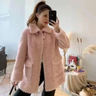 Women lambs Wool Coat winter Faux Shearling Double Breasted overcoat Teddy Furry cashmere fur long Coat jacket outwear