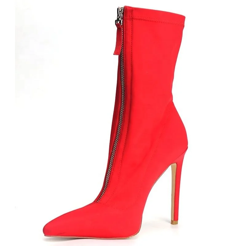 Fashion Front Zip Stretch Upper Thin Heel Pointed Toe Half Knee High Women Boots Skintight Mid-calf Women Booties Large Size 43, Red
Fashion Front Zip Stretch Upper Thin Heel Pointed Toe Half Knee High Women Boots Skintight Mid-calf Women Booties Large Size 43, Red