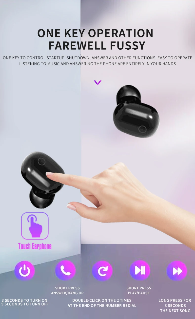 DT-8 TWS Wireless Bluetooth Earphone LED Display Touch TWS Wireless Headphone with Power Bank Headset with Mic Bluetooth 5.0 - ANKUX.COM