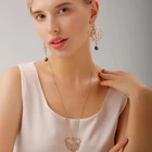 Set SophiaXuan Charm Gold Plated Jewelry Set Black Pearl Round Turtle Pendant Women Hawaiian Jewelry Set