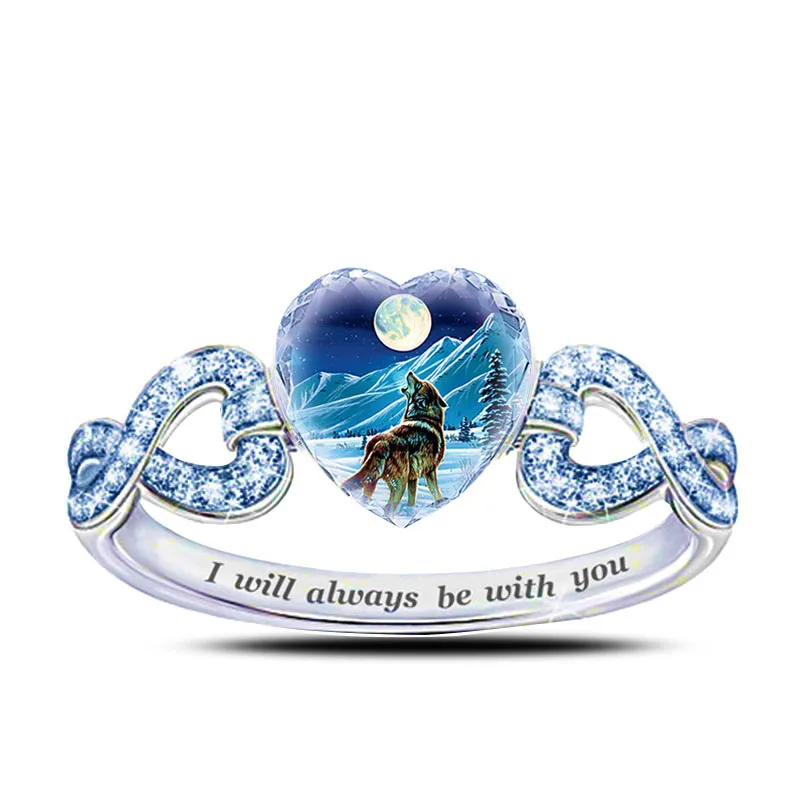 Exquisite animal crystal ring wolf ring crystal blue rhinestone gemstone ring 
Exquisite animal crystal ring wolf ring crystal blue rhinestone gemstone ring