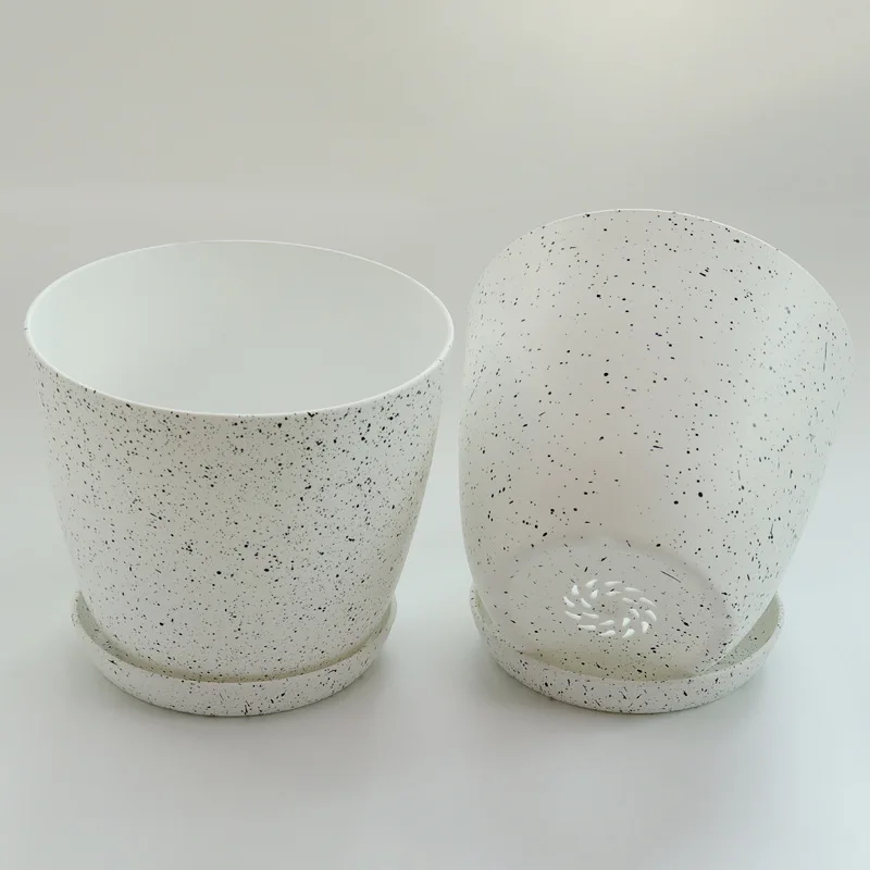 home and garden 2021 pot planter jardin stone-look plastic decorative flower pots, White 
home and garden 2021 pot planter jardin stone-look plastic decorative flower pots, White