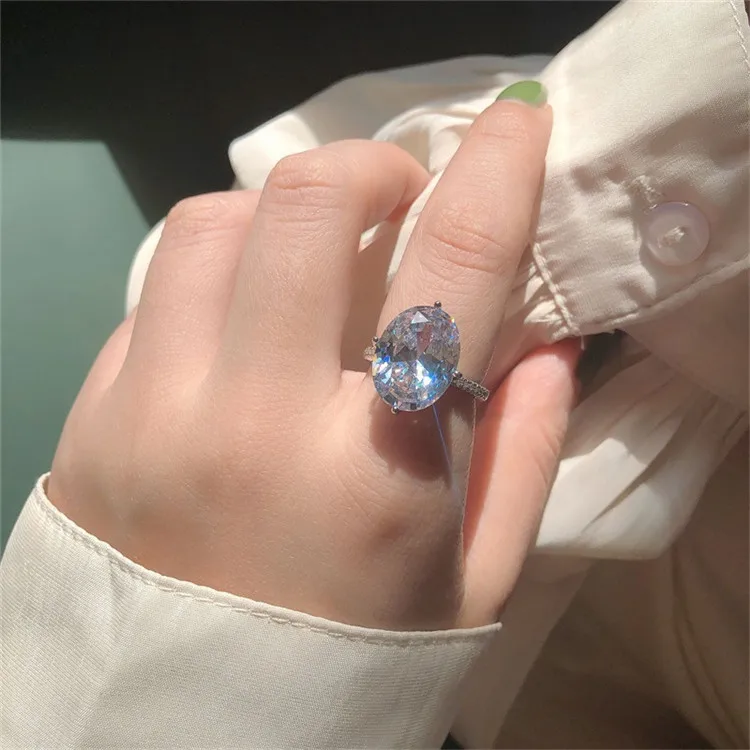 New 925 sterling silver oversized dove egg oval ring women ins fashion zircon ring, Picture shows
New 925 sterling silver oversized dove egg oval ring women ins fashion zircon ring, Picture shows